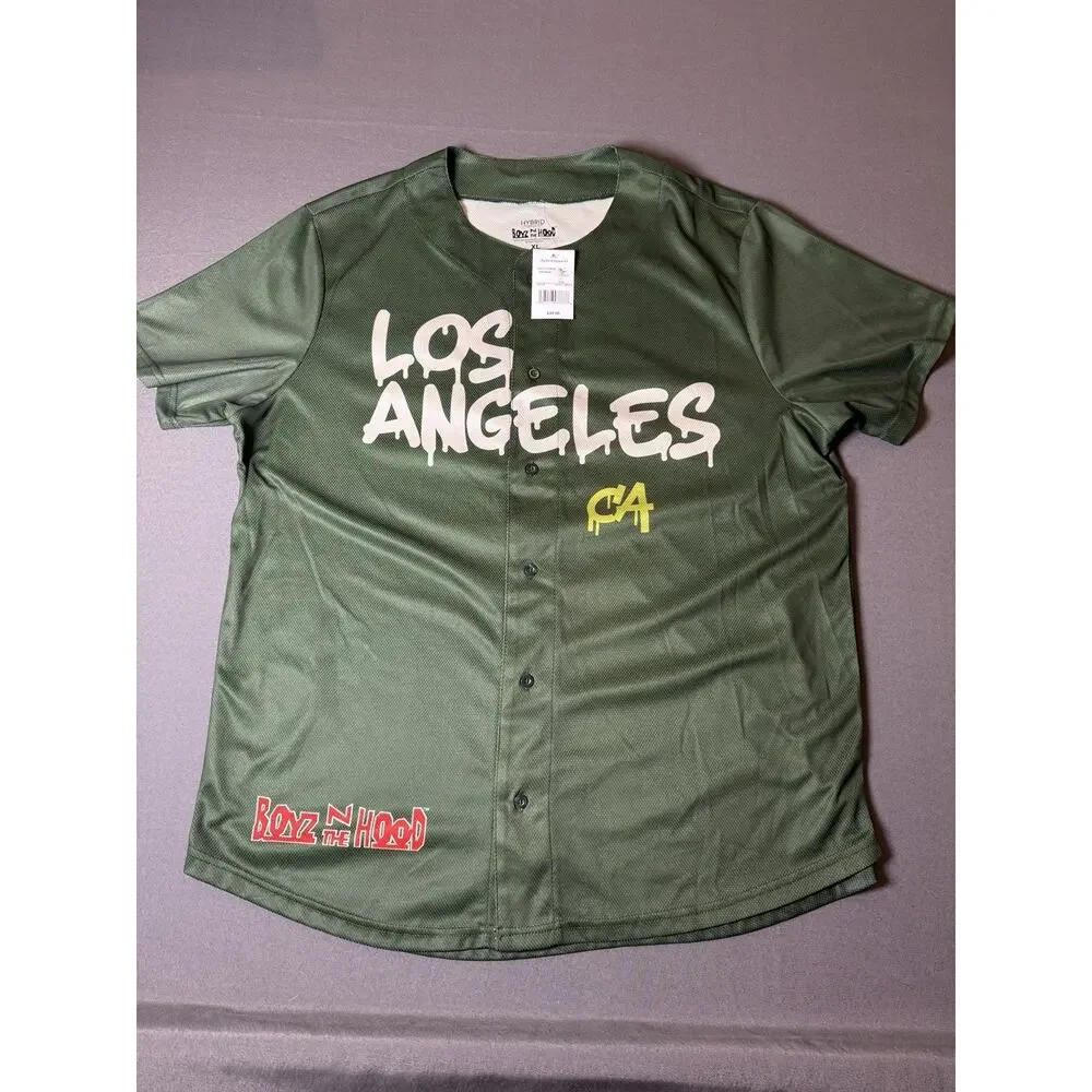 BOYZ N THE HOOD - Men's Short Sleeve Green Jersey Los Angeles Graphic Size XL